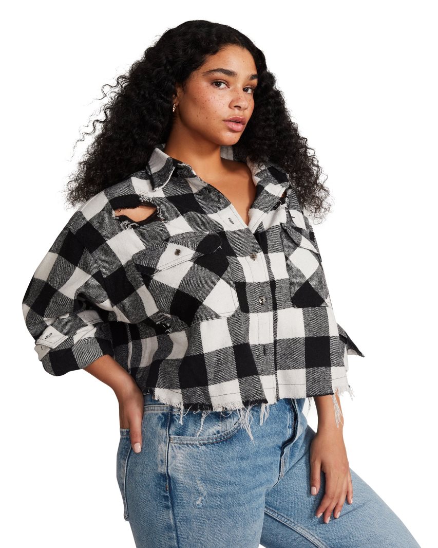 Black / White Steve Madden Sammi Women's Shirts | PH 1980FGV